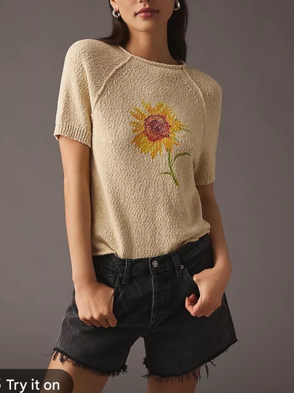 Anthropologie Pilcro Short-Sleeve Graphic Sweater Size S